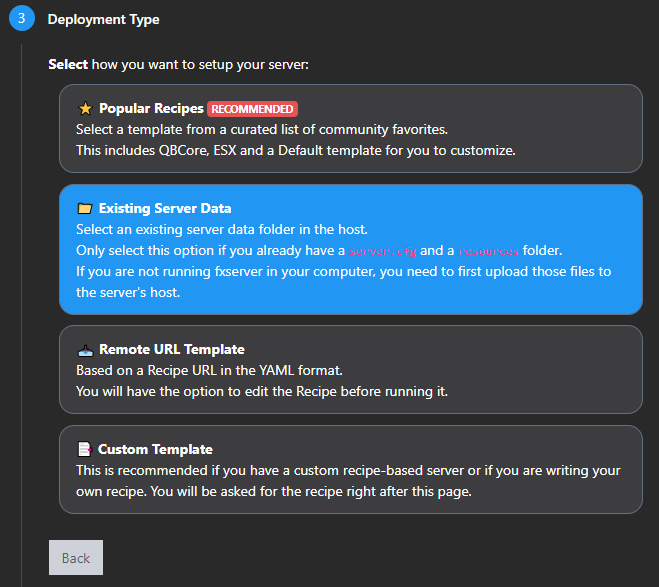 Existing Server Data